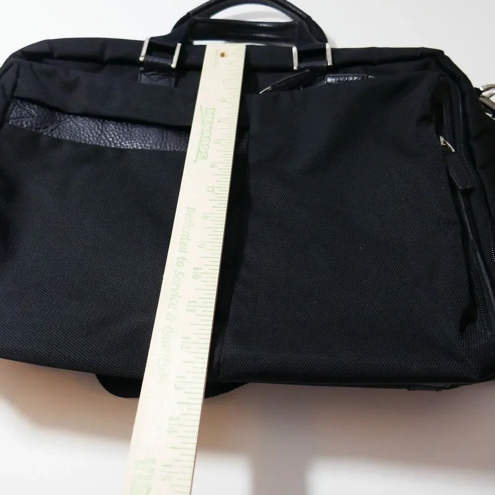 Moonsus Marsus Black Nylon Briefcase Laptop Bag with Padded Shoulder Strap